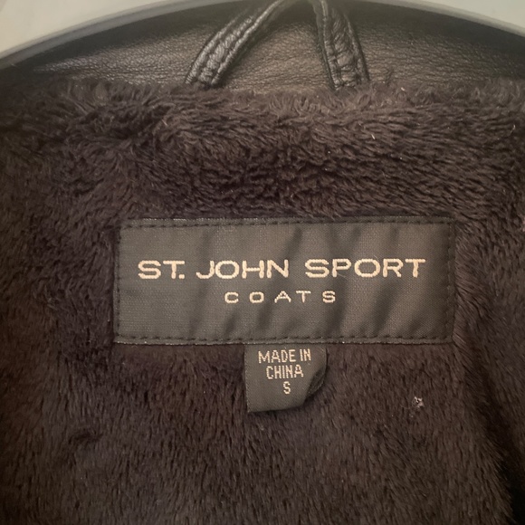 Pristine condition St. John Sport Coat black leather moto jacket size small - Picture 4 of 4